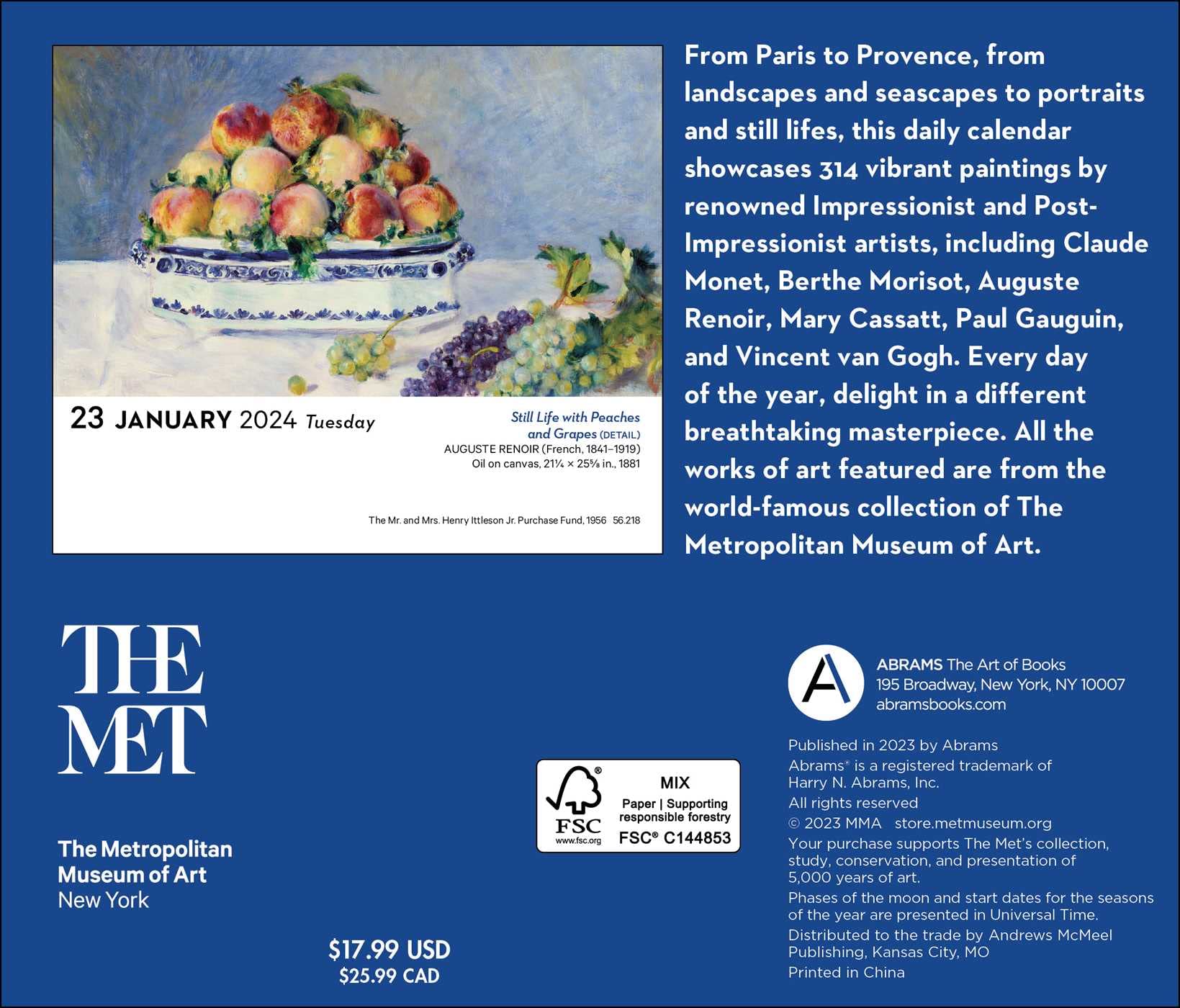 Impressionism and Post-Impressionism 2024 Day-to-Day Calendar
