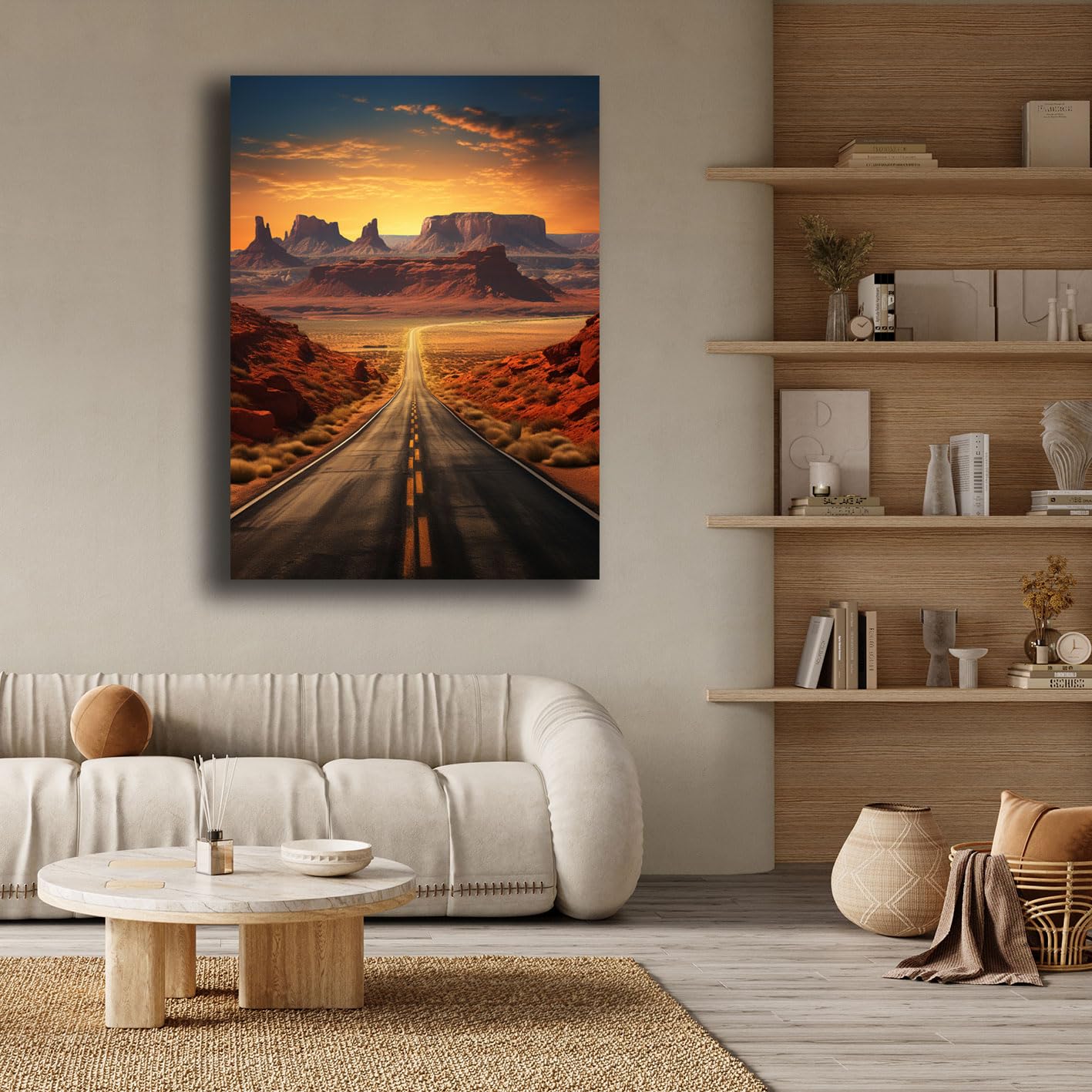 Quadro Moderno ROUTE 66 Strada americana Quadri moderni soggiorno da Parete XXL grande Stampa su tela Canvas Decorazione Murale muro Arredo Camera da letto Cucina B&B Hotel (13, 70x100 cm)