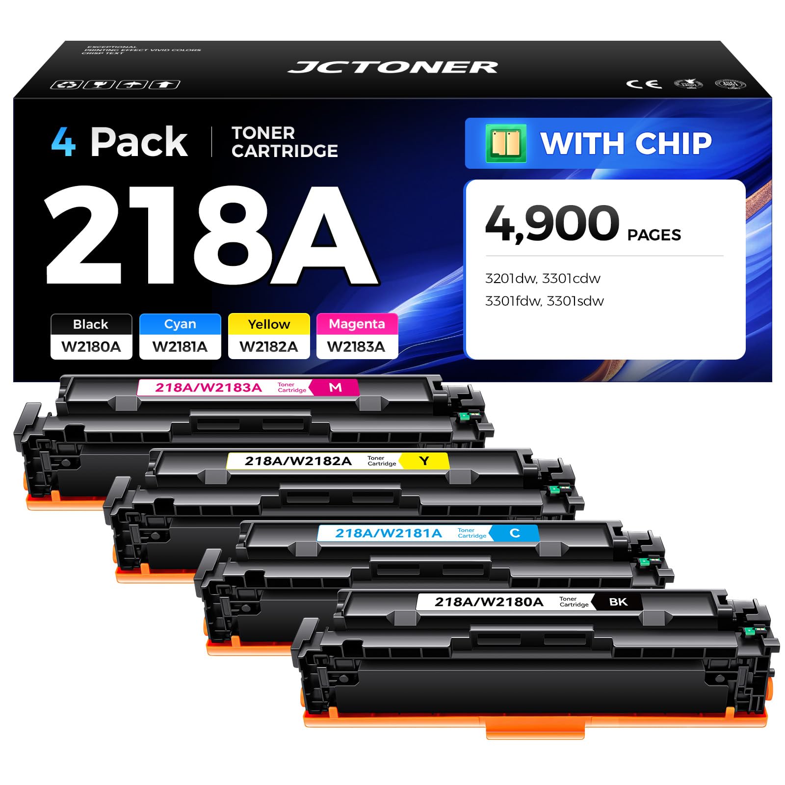 Photo 1 of JCTONER 218A Toner Cartridge 4-Pack