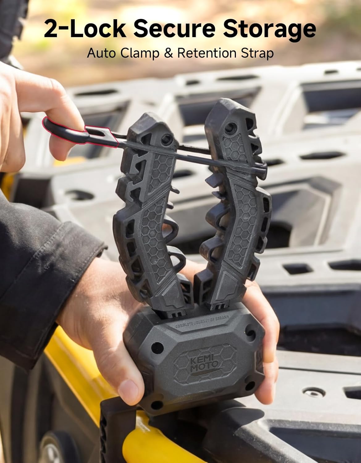 KEMIMOTO Tool Rack for ATV, Auto-Clamp Hunting Tool Mount, Hands-Free Bow Holder Grips with Rubber Straps, Fits ATVs Hunting Strollers Bike Snowmobiles Mobility Scooters (0.75-1.25 in Round Tubes)