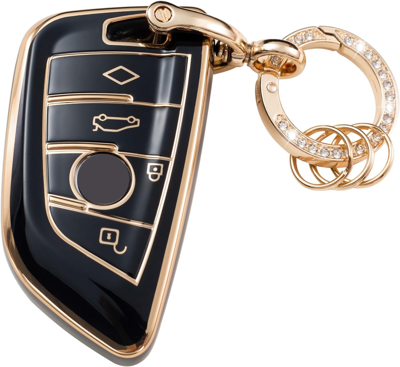 Gematay for BMW Key fob Cover, Key Fob Case Shell for BMW 2 5 6 7 Series X1 X2 X3 X5 X6 Soft TPU Full Protection, Black