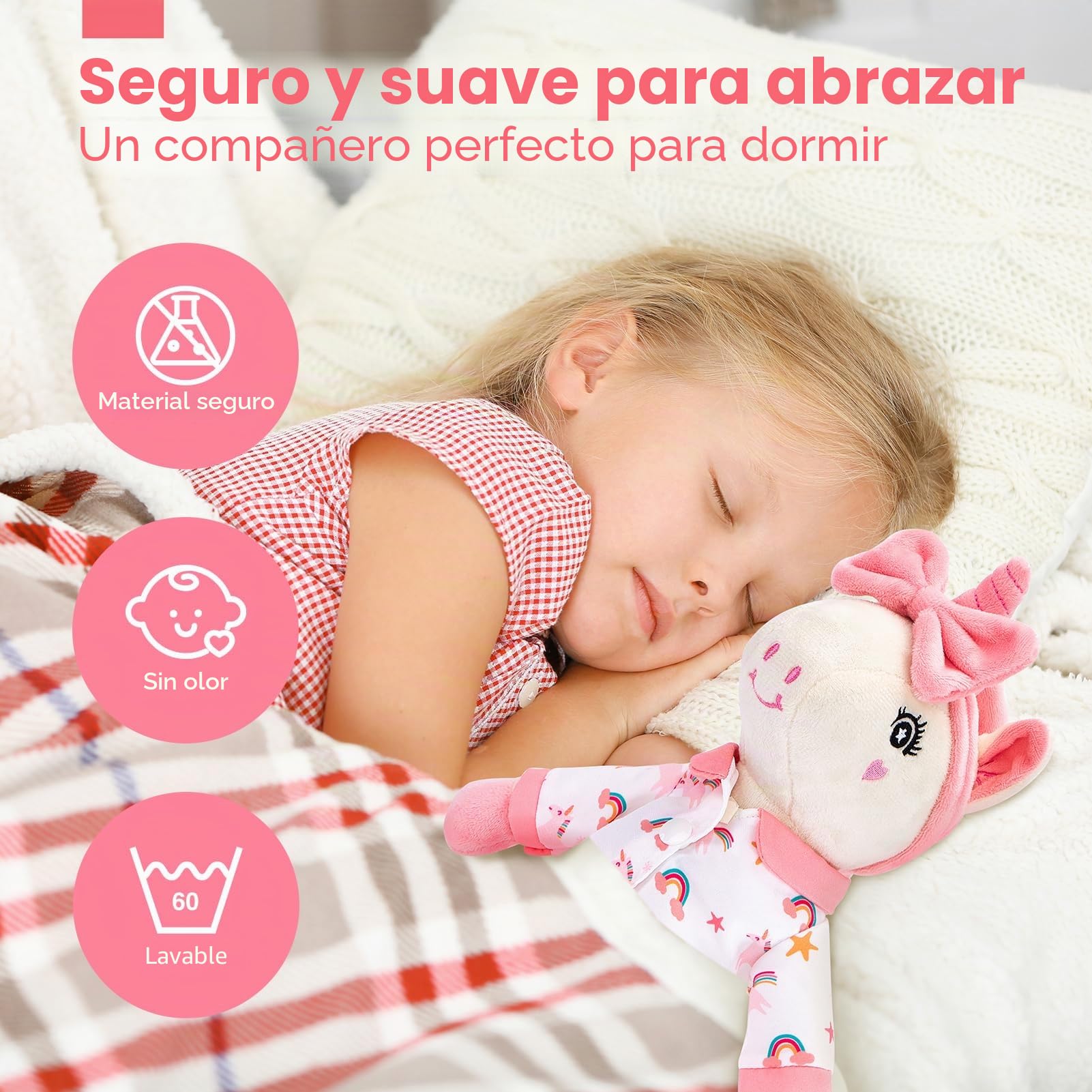 hahaland Unicornios Peluche Juguetes Niña 3 años - Muñeca para Vestir con 3 Set de Ropa y Bolsa, Unicornio Precioso Regalos Niña 3 4 5 6 años