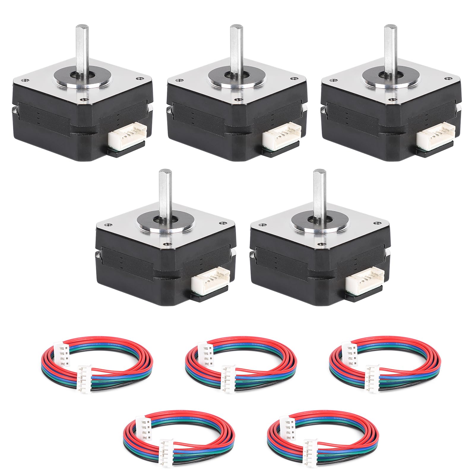 EFUTURETIME 5pcs Nema 17 Schrittmotor 42x23mm, Pancake Motor 3.6V/1A 16Ncm Haltemoment 2 Phase 4 Drähte 1.8 Grad mit 1m Kabel für 3D Drucker Motoren CNC Fräsmaschine Roboterarm Lasergravur