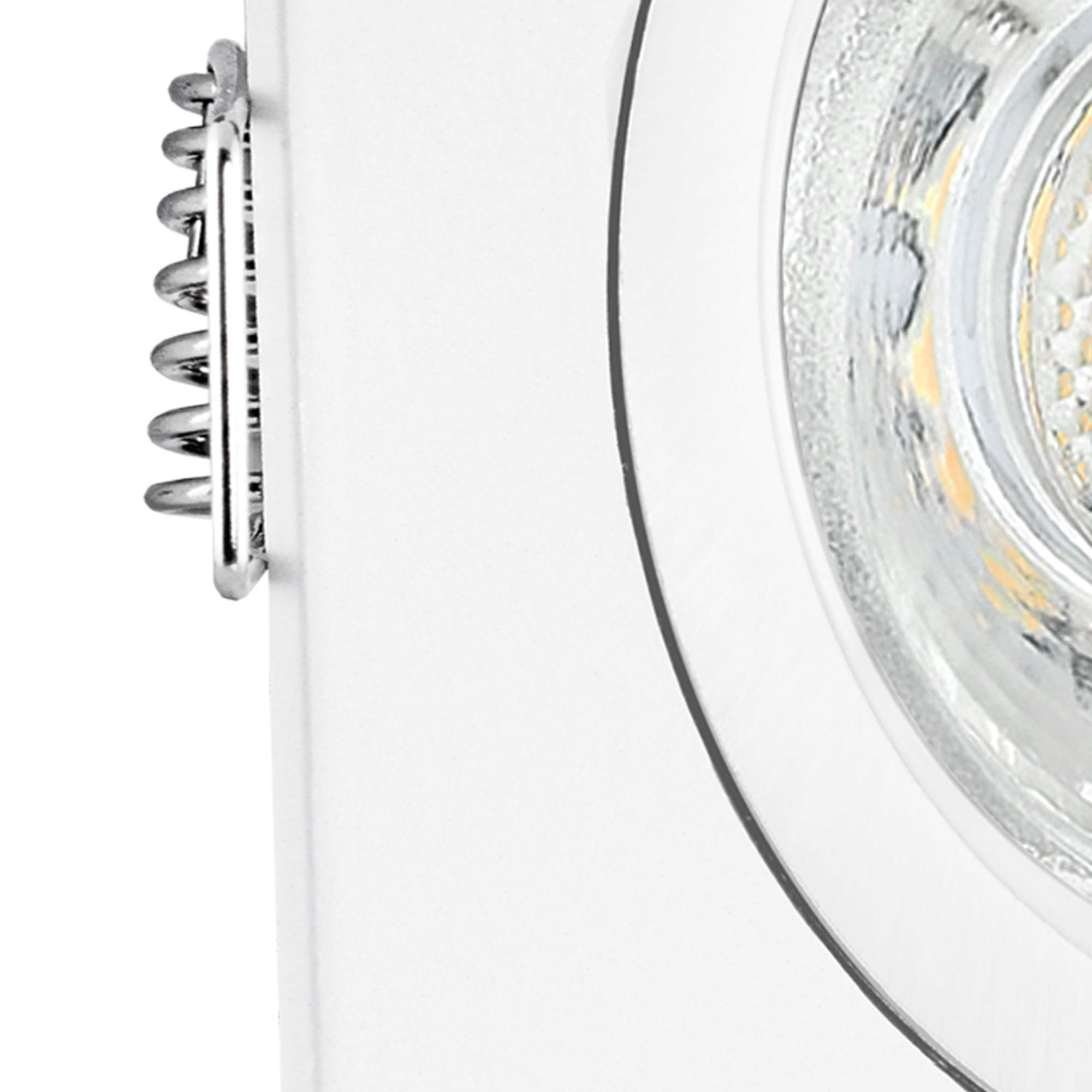 linovum 10er Set LED Einbauleuchten flach (36mm) eckig matt-weiß - Einbaustrahler Set mit LED Modul wechselbar 4W warmweiß