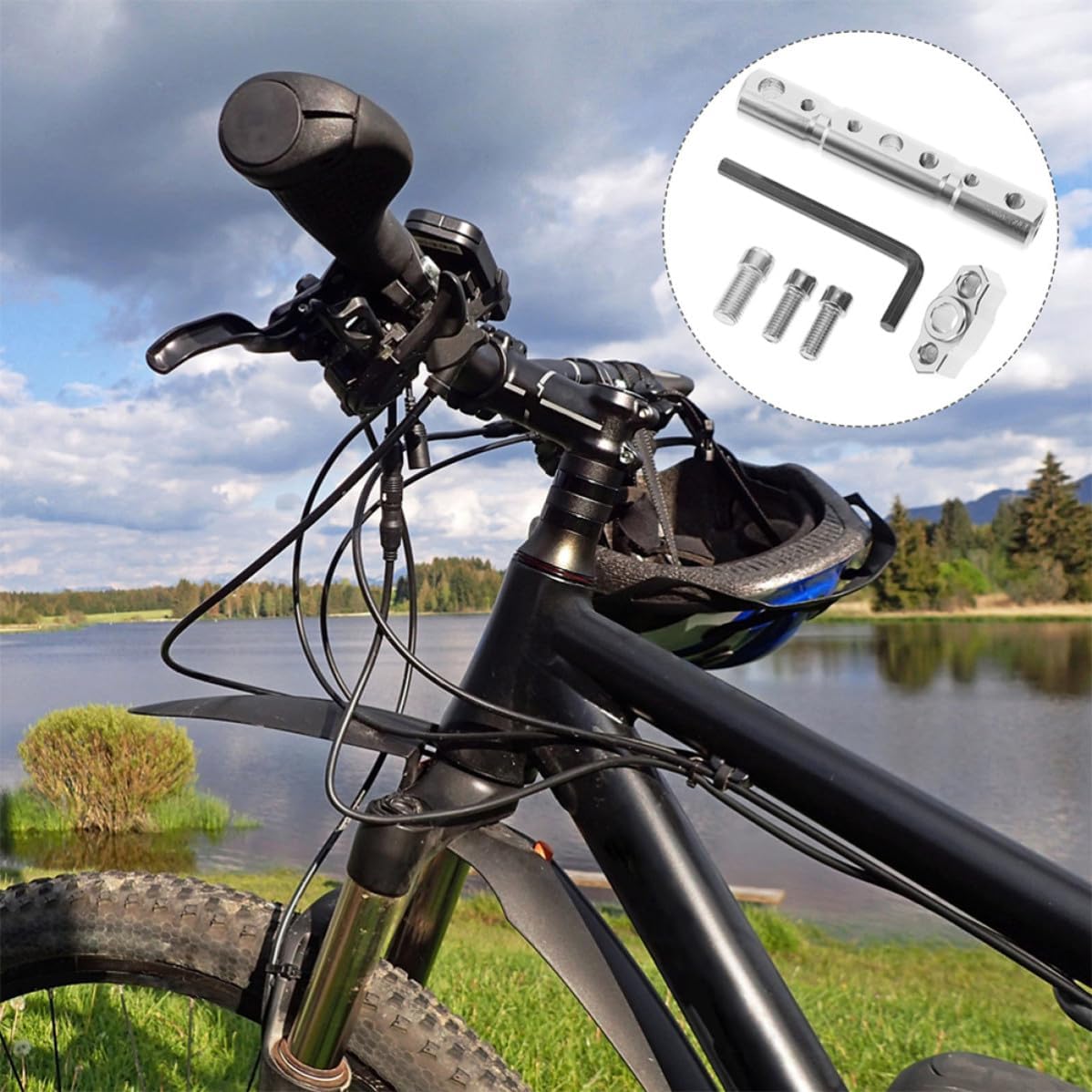 Motorcycle Mirror Mount Extender Rack with Cnc Aluminum Alloy, Multi-functional Rearview Mirror Extension Holder Suitable for Electric Bikes and Motorcycles, Silver Finish, Simple