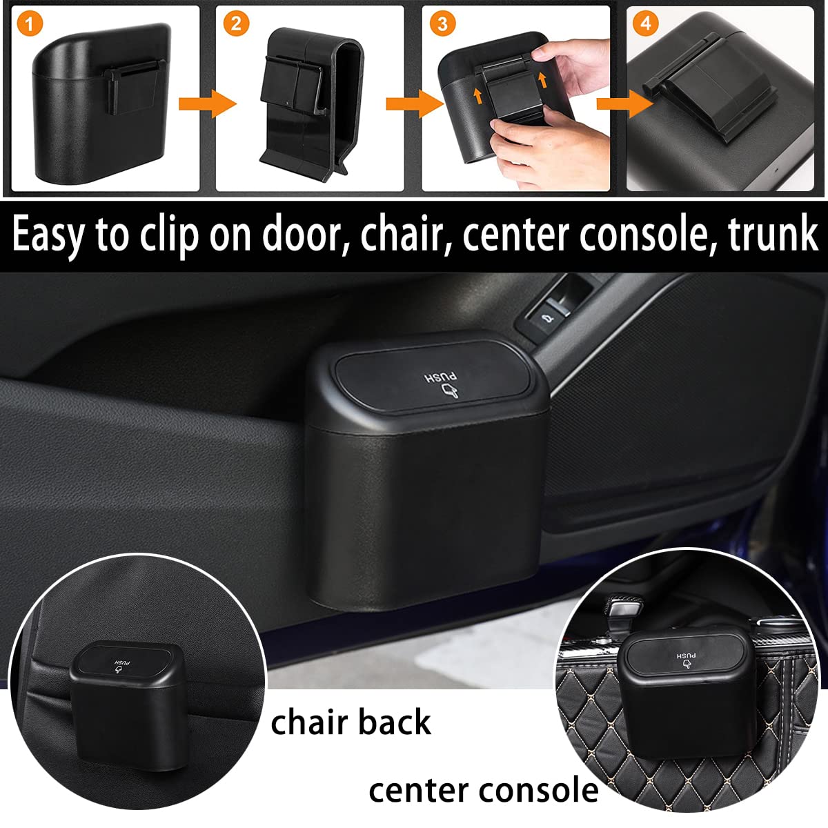 Pattumiera Auto HTRTRR Con 60 Sacchetti - Piccola, Con Coperchio, Da Appendere, Multiuso - Foto 4