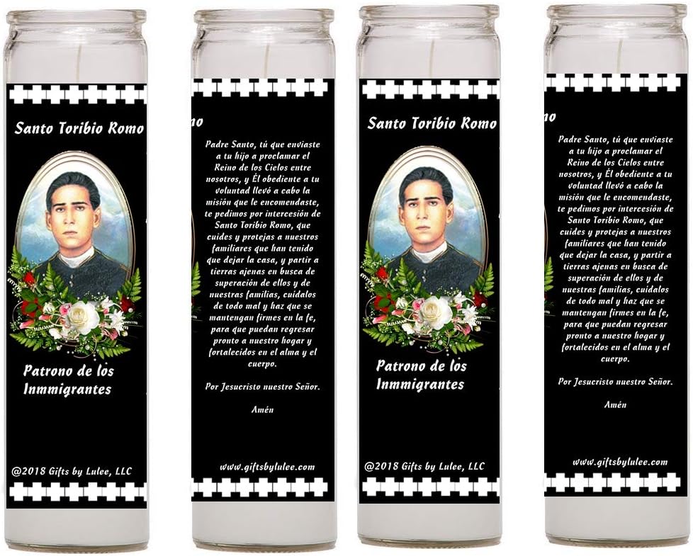 Santo Toribio ROMO Patron de Los Inmigrantes Set de 2 0 4 Veladoras de Cristal (4)