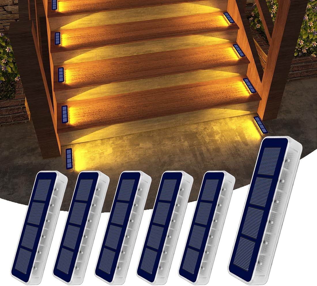 DetarZinLED 12 Pack Solar Step Lights: 6pcs 360 Surround & 6pcs 45 Spot Lights