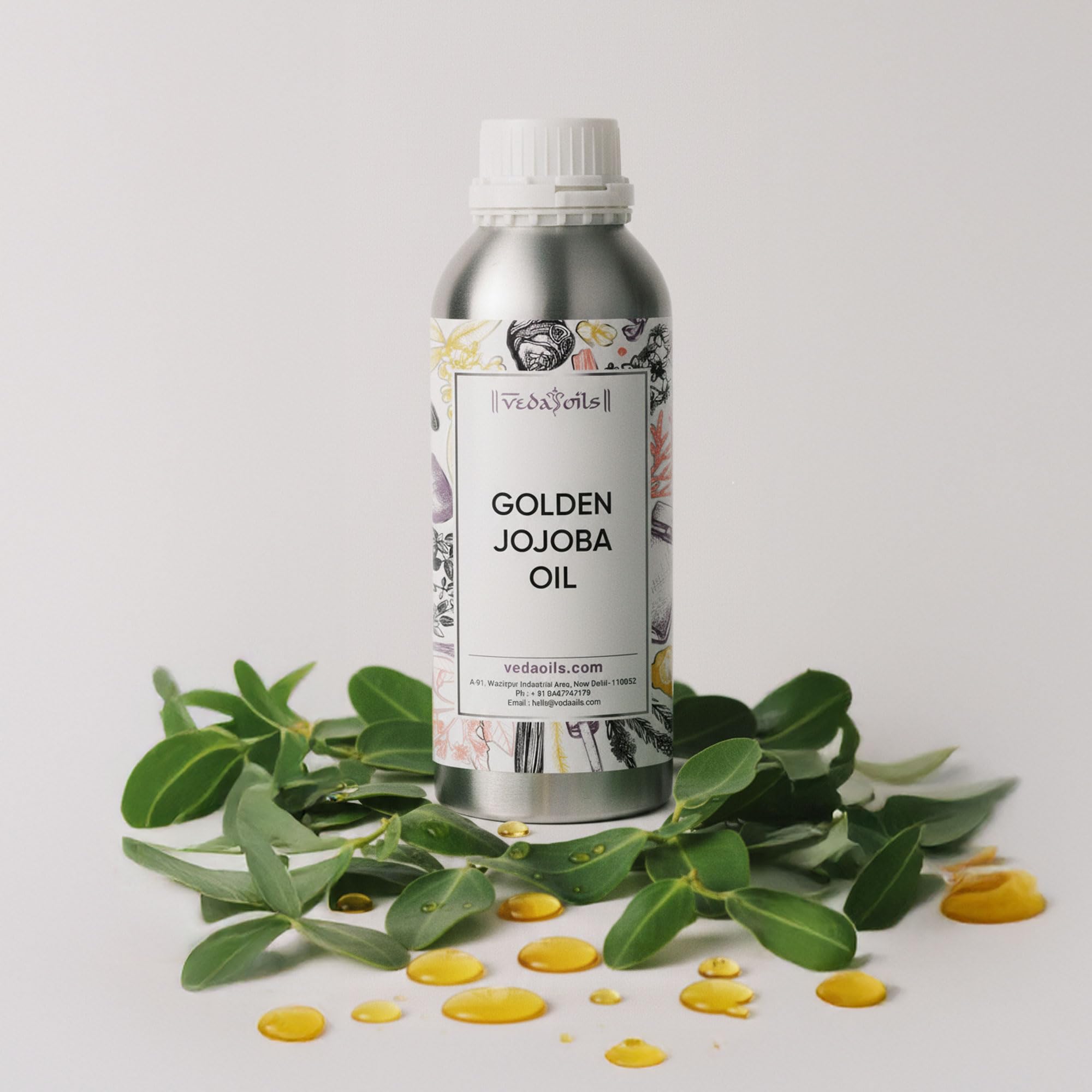 VedaOils Golden Jojoba Oil for Hair Growth 100ml | Cold Pressed Jojoba Oil for Skin & Face Massage | 100% Pure & Natural