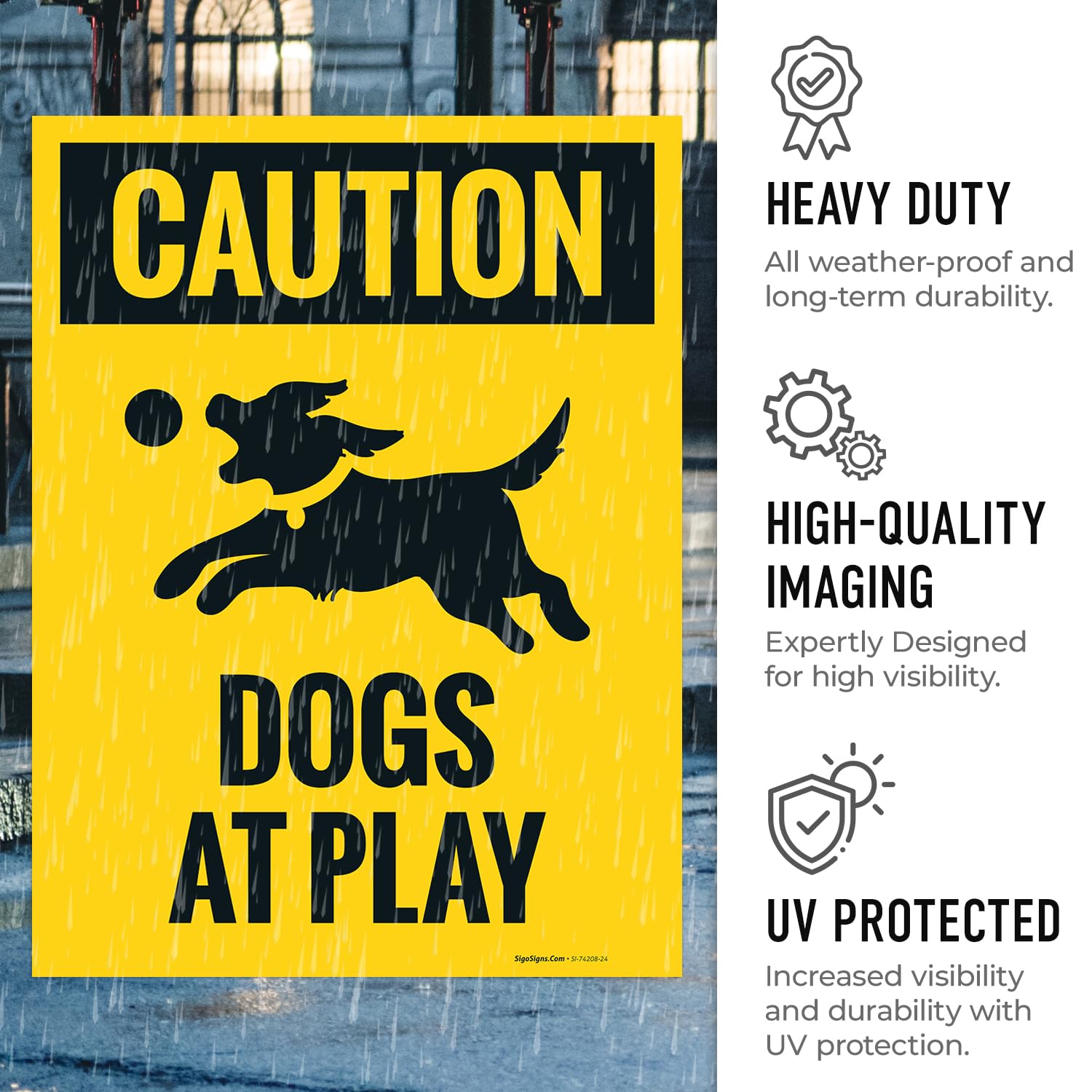 Amazon.com: Caution Dogs At Play Sidewalk Sign Kit, 18x24 Inches