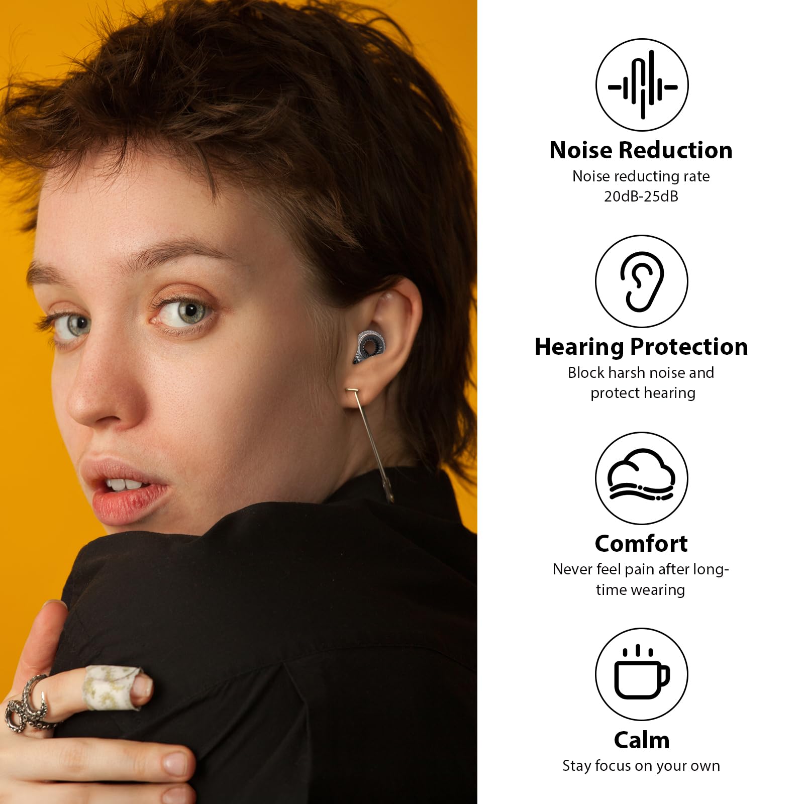 Yawsoy High Fidelity Concert Ear Plugs 2-Pack - Stylish Hearing Protection — Amazon image 2