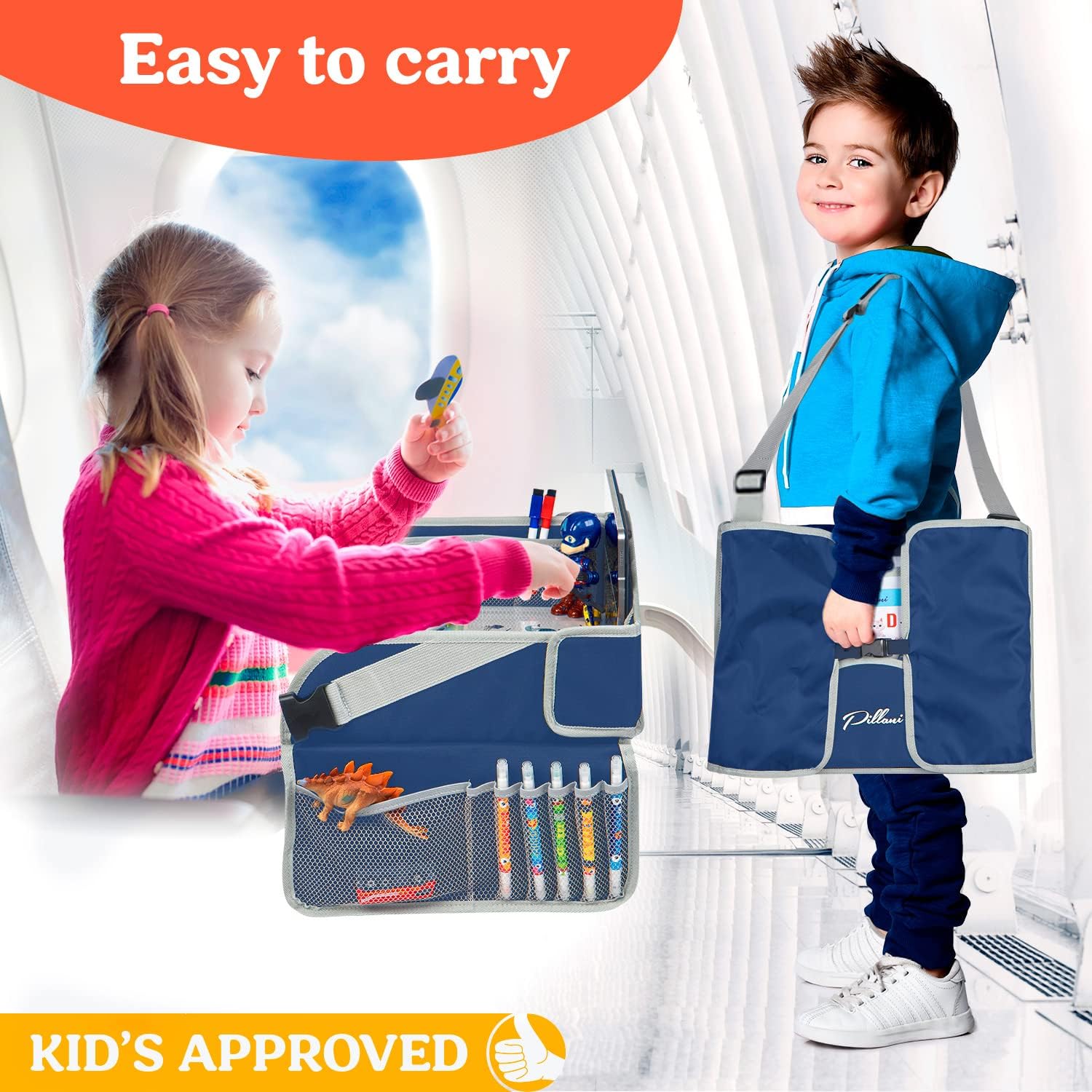 PILLANI Baby Boys Bundle: Kids Travel Tray & Shopping Cart Cover