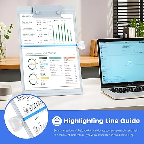 Miniatura 3 de Barelove Soporte de papel de escritorio para documentos, soporte plegable para libros de lectura, soporte para copias, caballete con 7 posiciones
