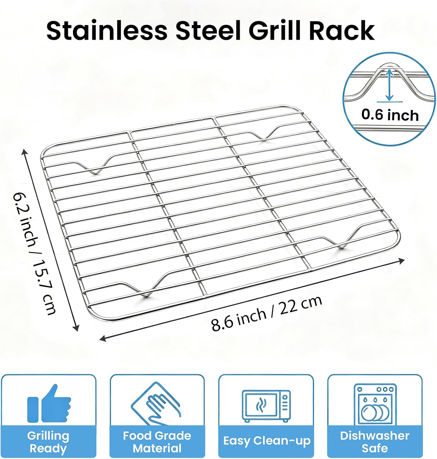 Stainless Steel Cooling Rack for Baking, 8.6" x 6.2" Grill Rack