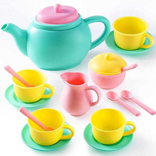 Miniatura 6 de JOYIN Juego de 18 piezas de juegos de fiesta de té, accesorios de comida sin BPA, juego de 34 juguetes de cocina, juego de juguetes de cocina, juego