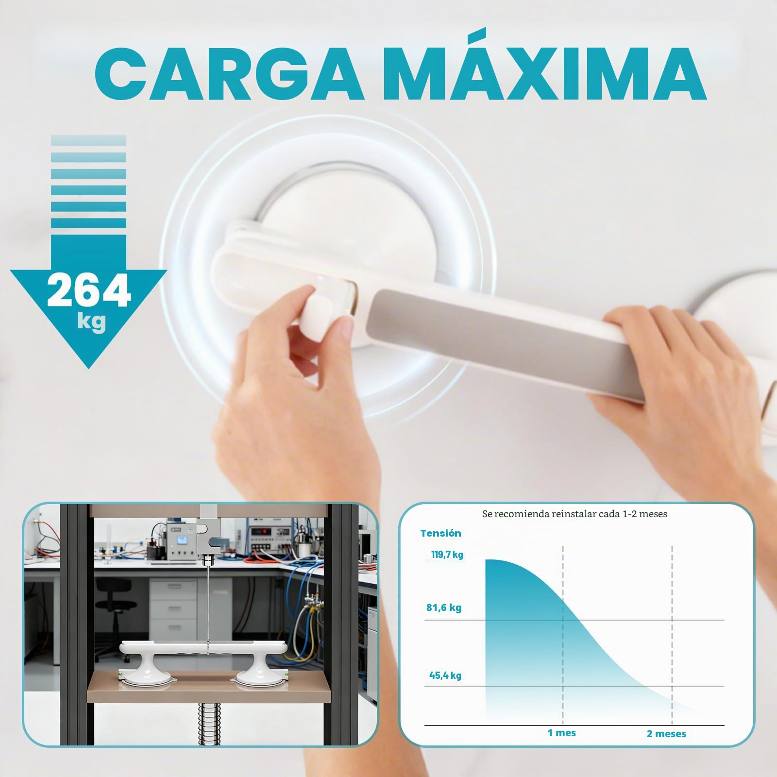 33 CM Agarraderas de Baño con Ventosa y Indicator (2 Piezas) | Agarraderas Baño para Mayores, Asidero Ducha de Succión, Agarrador Ducha Personas Mayores, Agarre de Seguridad