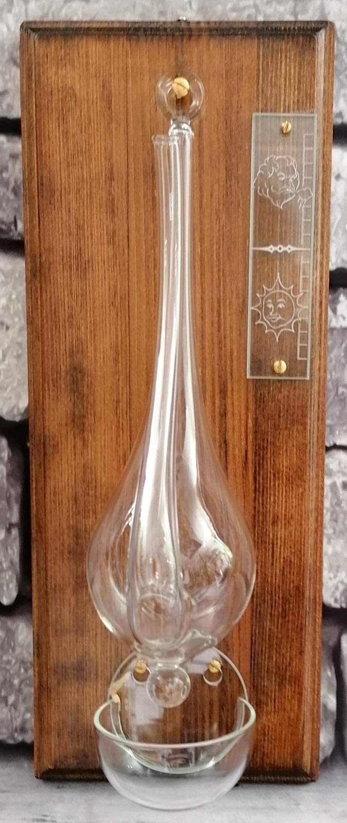Baromètre de Goethe en verre et bois pour intérieur et extérieur 14 x 34 cm