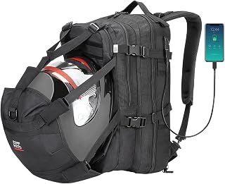 KEMIMOTO Motorcycle Helmet Backpack, 37L Large Capacity Helmet Bag with USB Charging Port, Riding Commuting Backpack for Men