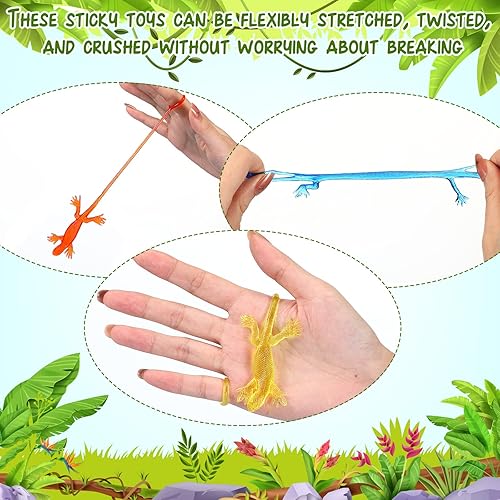 Miniatura 3 de 60 juguetes de lagartos pegajosos elásticos de goma Gecko, juguete elástico de Navidad, regalo de cumpleaños, recuerdo de fiesta para niños, relleno