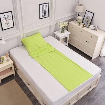ELEOPTION Portable Silk Liner Ultra-Light Large Sleeping Bag Sack Inner Sheet Travel Compact Sleep Bag Outdoor Equipment 75 * 210CM, Light Green