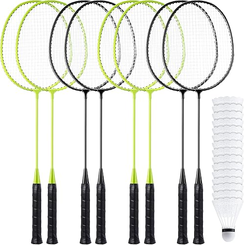 Miniatura 7 de woanger Juego de 8 raquetas de bádminton con 12 raquetas de bádminton para adultos y adolescentes, juego de bádminton para patio trasero, gimnasio