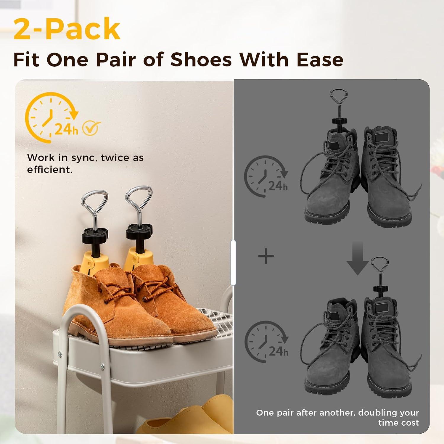Shoe Stretcher Boot Stretcher Men Women, 2Pcs Adjustable for Wide Feet
