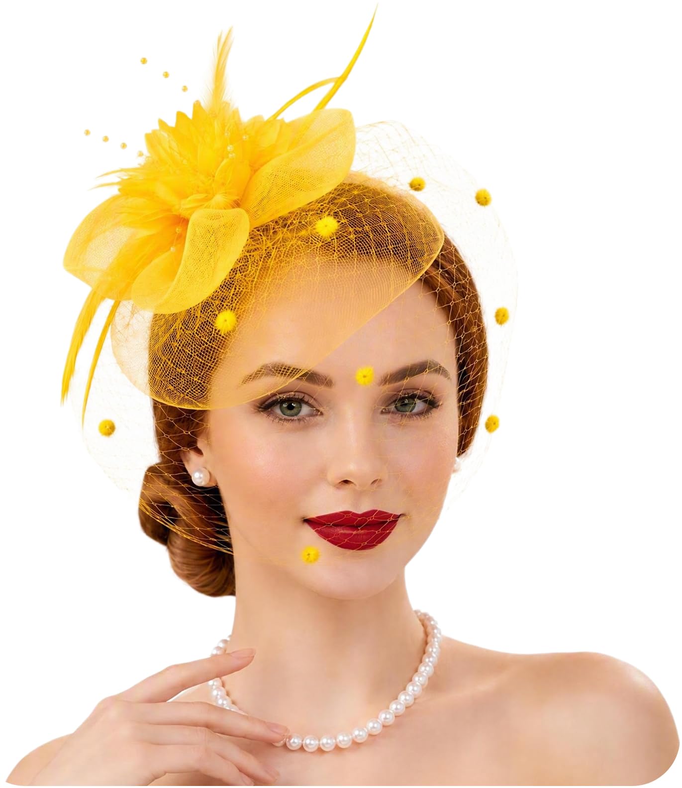 DRESHOW Women Fascinator Hats Tea Party Hat Vintage Pillbox Hat Headband for Cocktail