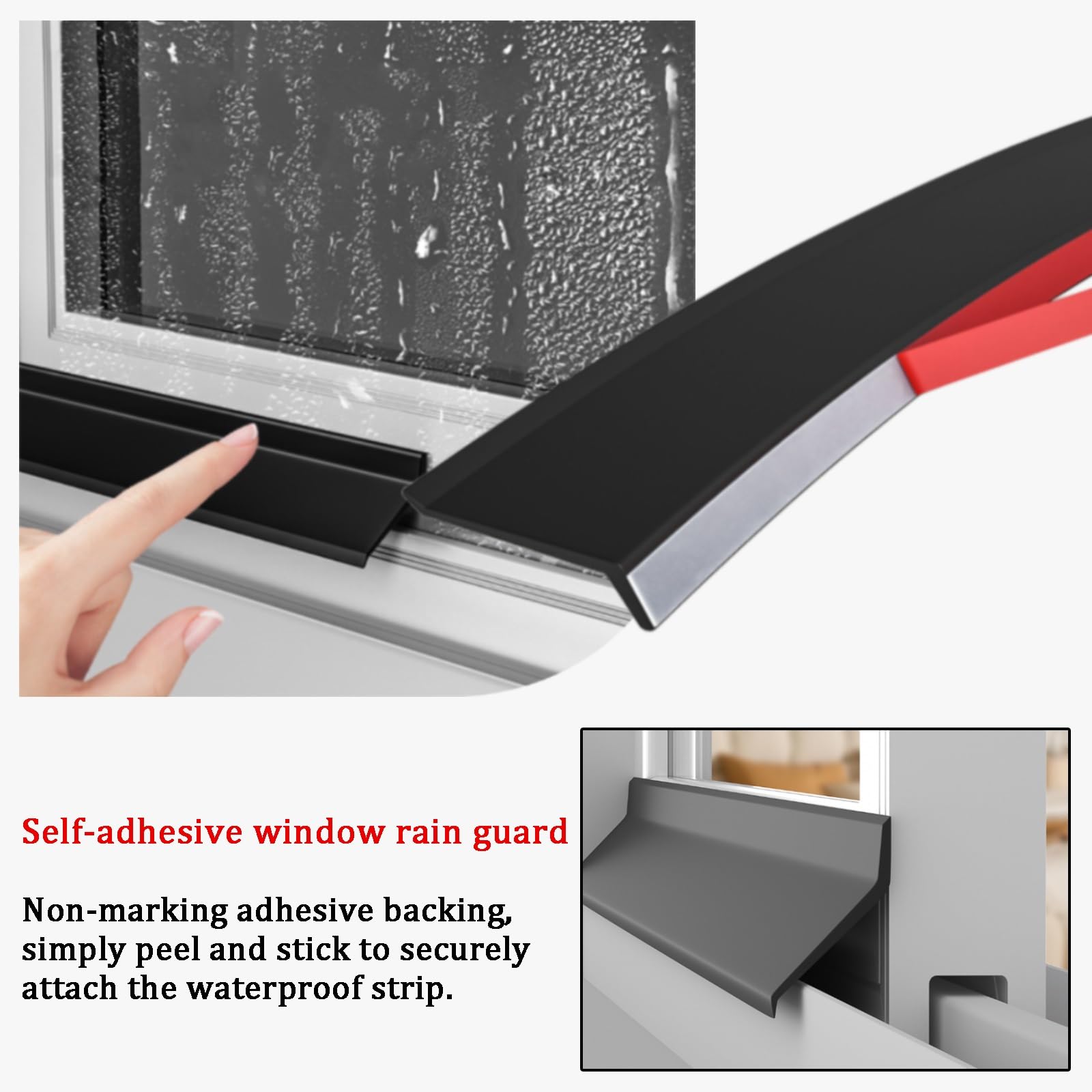 ROFBIHG Cinta De Sellado para Ventana, Junta De Goma Autoadhesiva para Puertas, Protección Contra La Lluvia, Casa, para El Hogar, Protector Contra La Lluvia Duradero, Negro(1.5m(4.9ft),4.5cm)