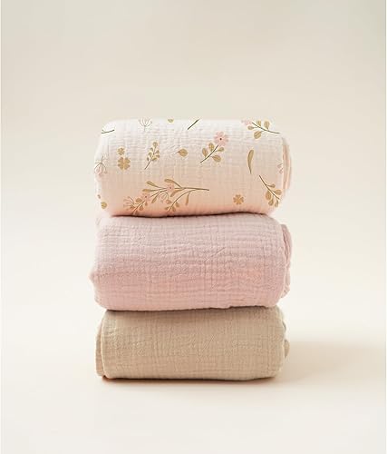 Miniatura 7 de Konssy Paquete de 3 mantas de muselina para envolver unisex, manta de recepción de recién nacido, grande de 47 x 45 pulgadas, manta de muselina