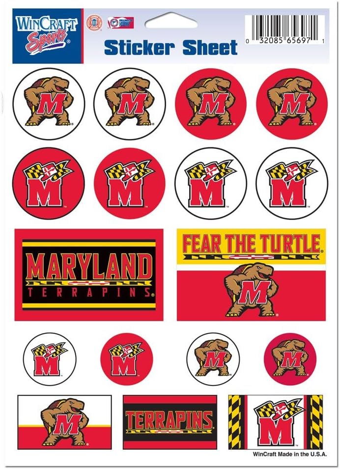 NCAA University of Maryland Vinyl Sticker Sheet, 5" x 7"