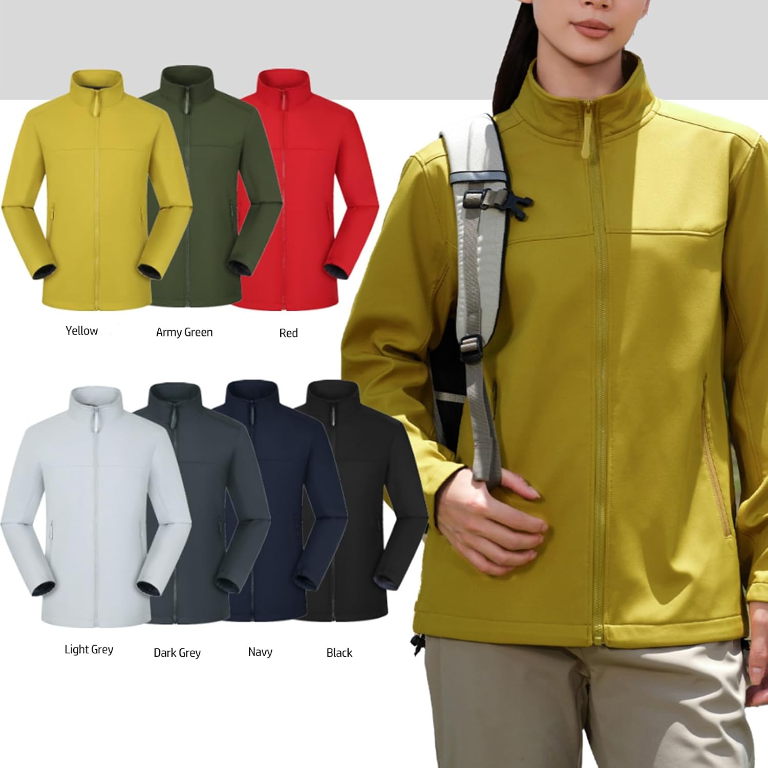 Personalised Men's Lightweight Softshell Jacket Custom Logo Fleece Lined Waterproof Windbreaker Tactical Rain Zip Up Coat - Image 5