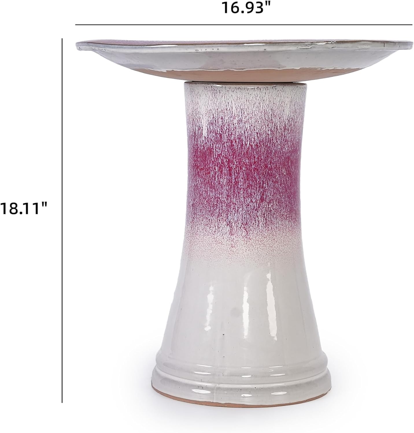 Contemporary Ceramic Birdbaths with Weather‑resistant Glazed Finish,sleek Pedestal Silhouette,easy Two‑piece Assembly and Safe Shallow Basin,stylish Outdoor Décor Accent for Lawns,patios (White+Pink)