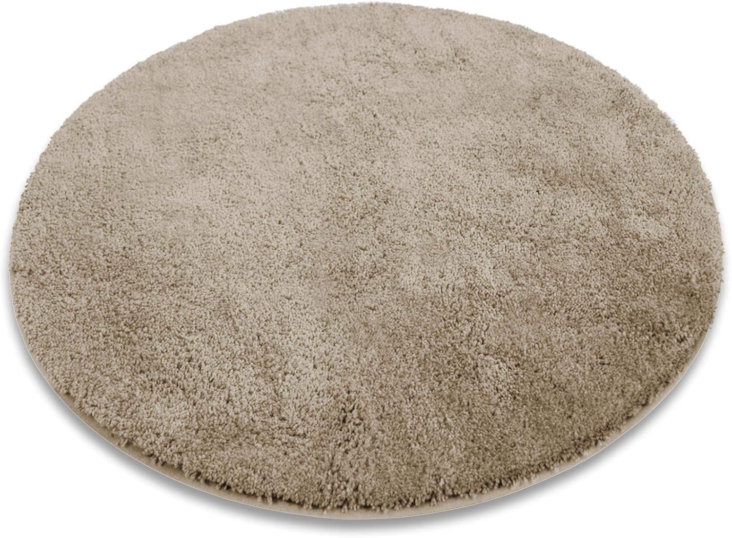 casa pura Tapis de bain rond - 120 cm - Beige - Moelleux - Antidérapant - Lavable - Pour salle de bain et douche
