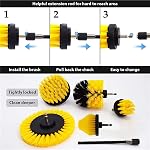 7pcs Drill Brush Attachment Power Scrubber Cleaning Brush Grout Cleaner Brush All Purpose Drill Brush Set for Grout, Floor, Tub, Shower, Tile, Bathroom and Kitchen Surface (Yellow)