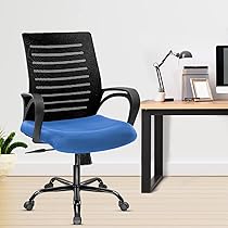 Green Soul Atom Office Chair, Mid Back Mesh Ergonomic Home Office Desk Chair with Comfortable & Spacious Seat, Rocking-tilt Mechanism & Heavy Duty Metal Base (Black Blue)
