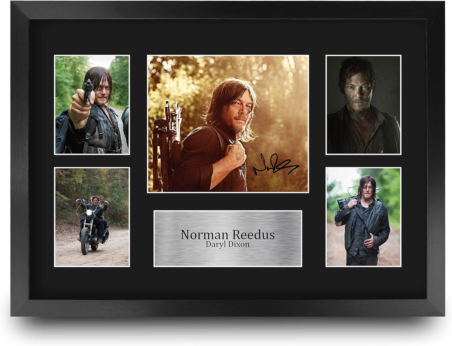 HWC Trading Norman Reedus Walking Dead Daryl 16 x 12 inch (A3) Printed Gifts Signed Autograph Picture for TV Show Fans - 16" x 12" Framed