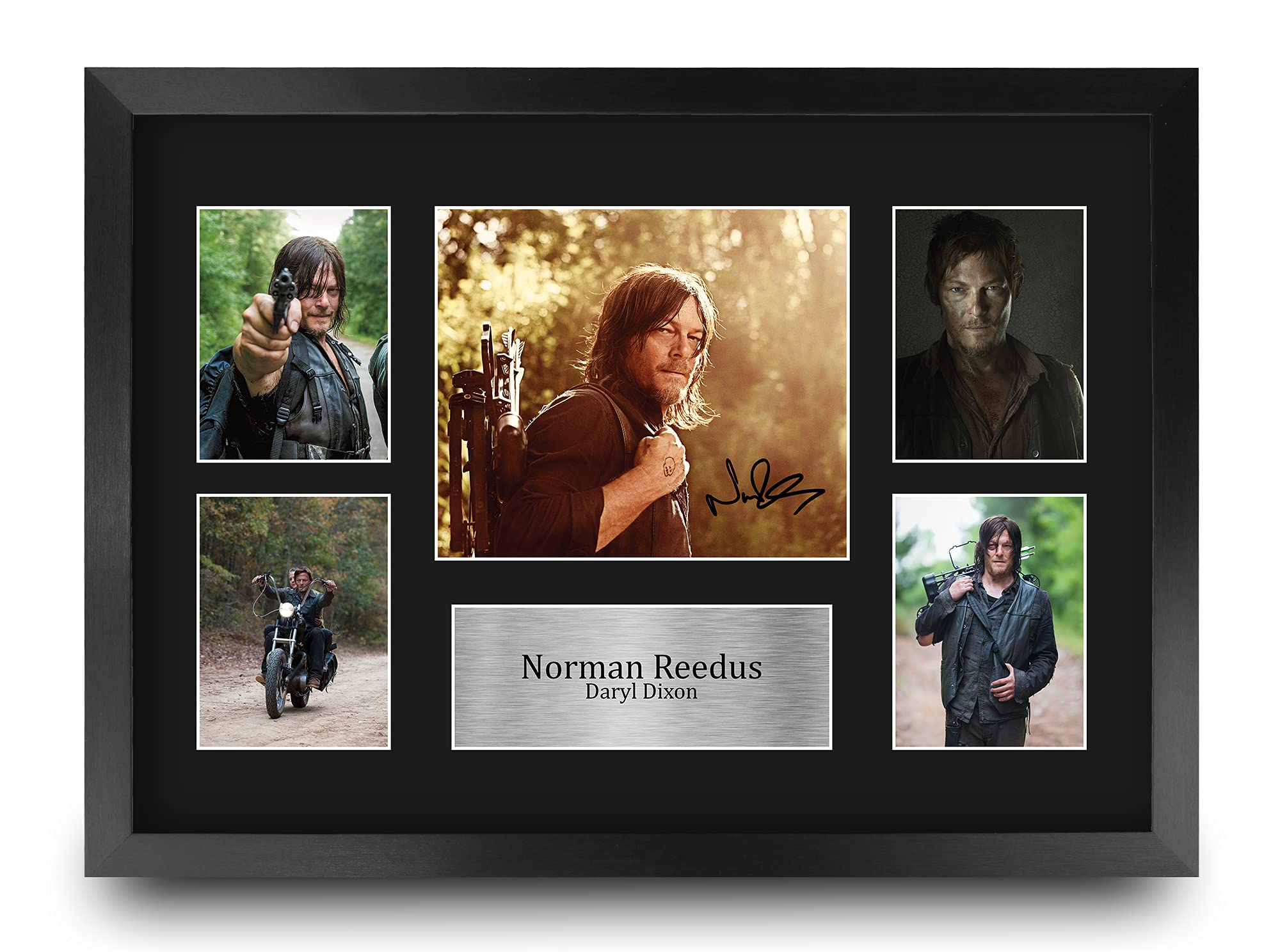 HWC Trading FR A3 Norman Reedus Walking Dead Daryl Prezenty Drukowane Podpisane Zdjęcie Z Autografem Dla Fanów Seriali Telewizyjnych - A3 Framed