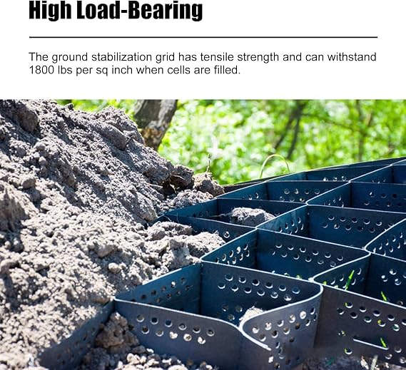 2Inch Geogrid Driveway, 3ft/ 6ft/ 10ft/ 16ft/ 20ft/ 26ft/ 30ft Geocell Grid, Geo Grid Gravel Stabilizer for Driveway Light Truck Parking Lots, Soil Ground Mud Control Grids with Drain Hole, Easy to C