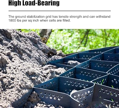 2Inch Geogrid Driveway, 3ft/ 6ft/ 10ft/ 16ft/ 20ft/ 26ft/ 30ft Geocell Grid, Geo Grid Gravel Stabilizer for Driveway Light Truck Parking Lots, Soil Ground Mud Control Grids with Drain Hole, Easy to C