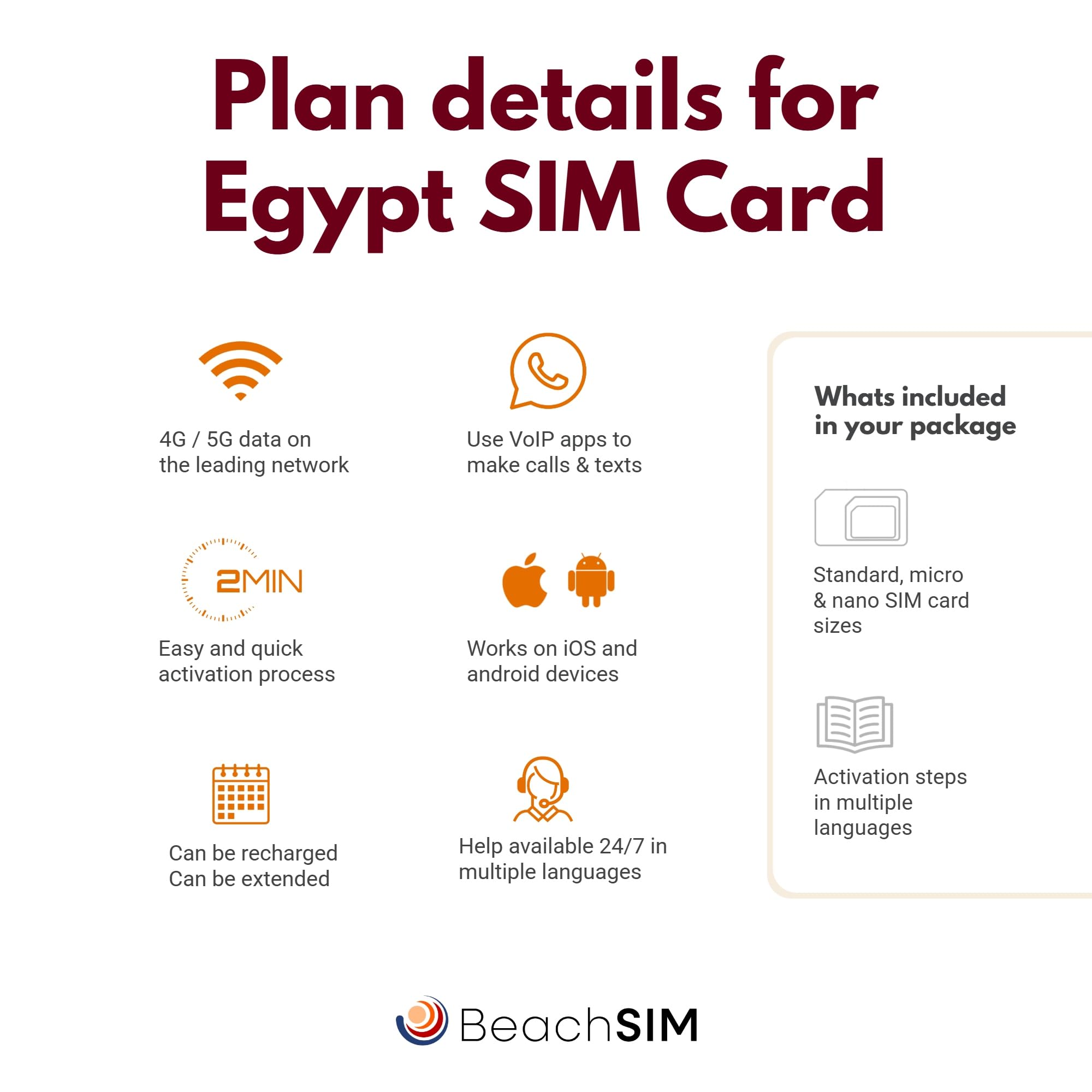 Ägypten SIM Karte 30 Tage 20 GB 4G/5G Prepaid-Daten iOS Android