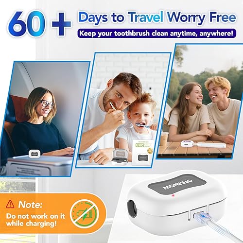 Miniatura 4 de MONESAO Estuche desinfectante para cepillos de dientes, mini fundas portátiles para cepillos de dientes con soporte, cepillo de dientes recargable