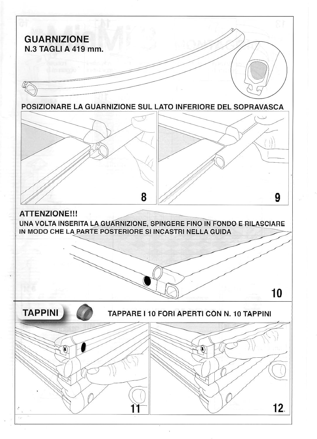 Parete Box vasca 3 ante pieghevoli H.140cm - acrilico satinato da 1,8mm di spessore, estensibile L.128-130 cm