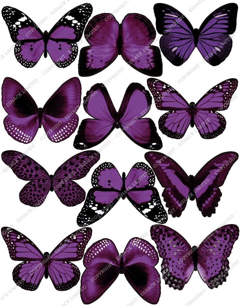 Cakeshop 12 x PRE-CUT Purple Edible Butterfly Cake Toppers