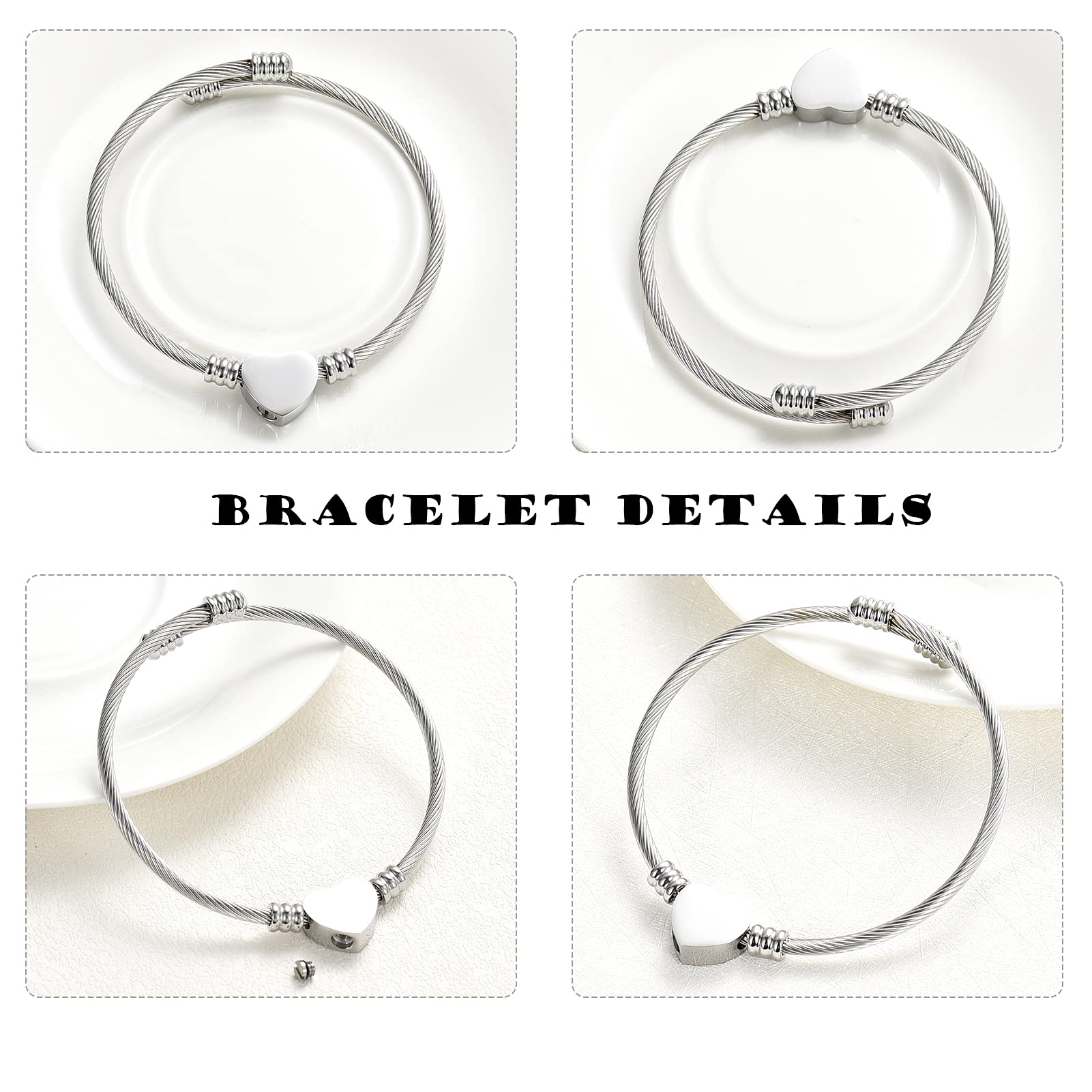 Fait à la main en acier inoxydable DIY Charm Bracelets Memoiral cendres support pendentif funéraire pour l'amour