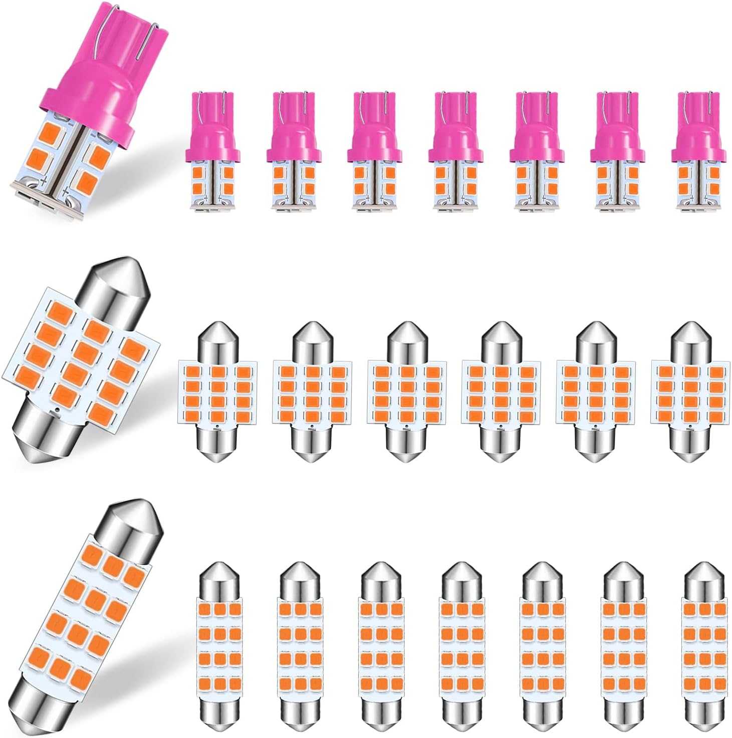 Ajxn 24 Pack LED Car Bulb Kit, T10 31 mm 42 mm Interior