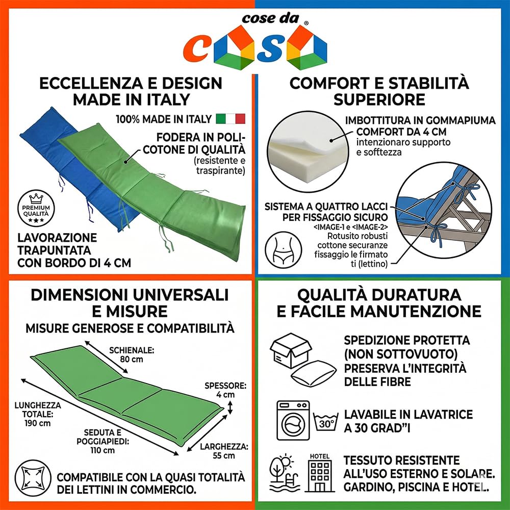 Cuscino per sedia imbottito sdraio lettino prendisole cm 190x55 da spiaggia mare ricambio materassino giardino piscina (bordò)