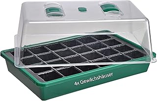 Novatool 4X Anzuchtset Gewächshaus klein Treibhaus Zubehör I Treibhaus Gewächshaus Balkon I Hochbeet Gewächshaus Fensterbank Balkon I Zimmergewächshaus XXL Mini Gewächshaus Kräuter