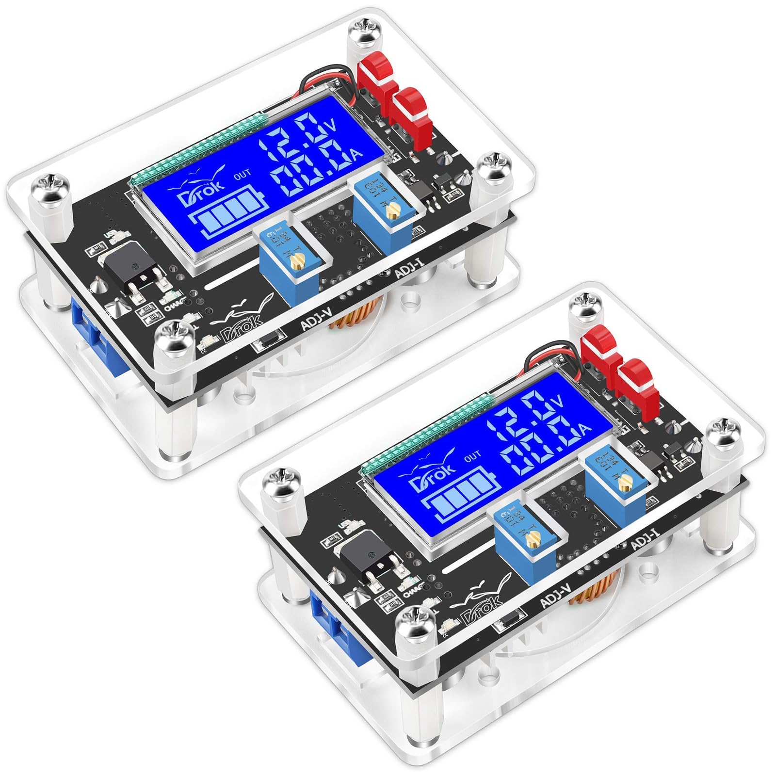 Régulateur de tension réglable DROK anti-fluctuation, convertisseur DC Buck Boost 60W LCD USB
