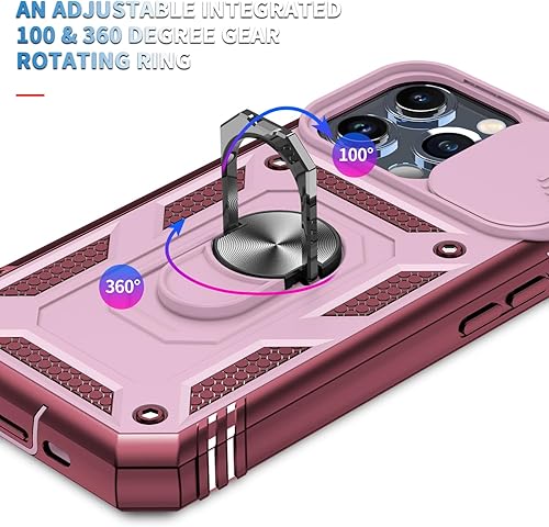 Vista 163 de Korecase Funda de protección para iPhone 12 y 12 Pro Ring Case con cubierta para lente de cámara, grado militar, resistente, de doble capa, cuerpo