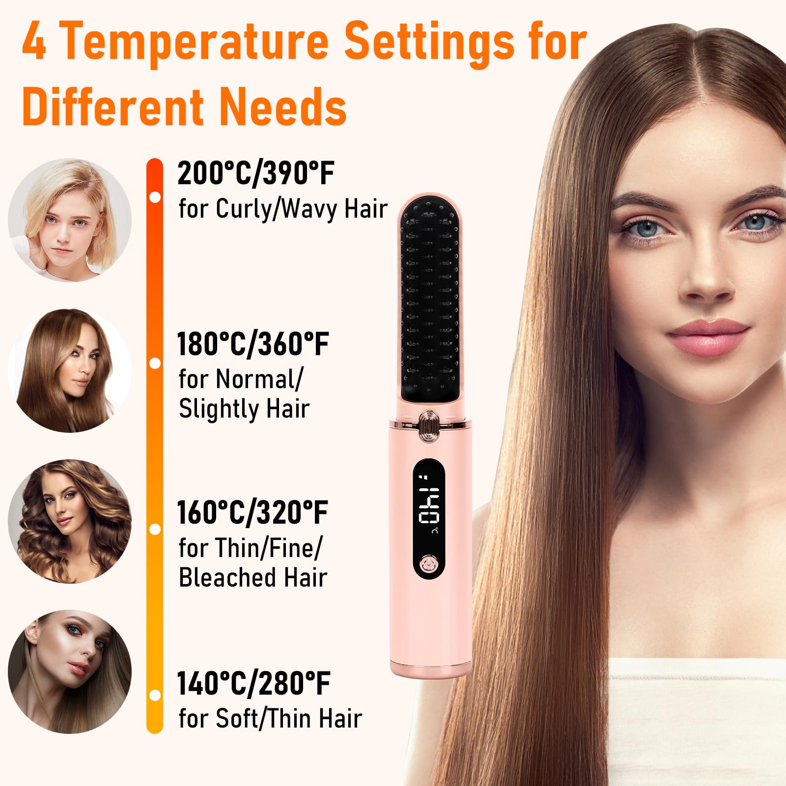 Cordless Hair Straightener Brush - Image 3